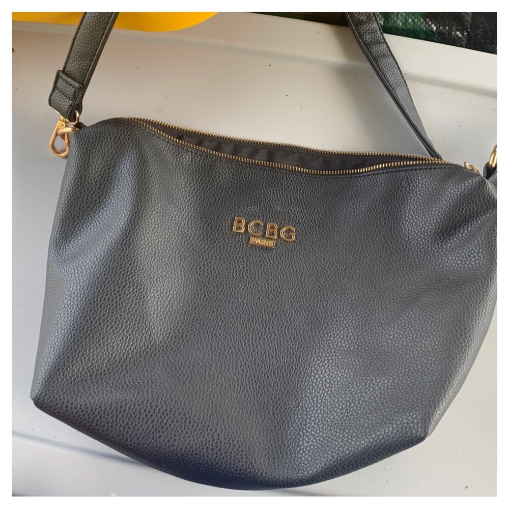 BCBG Paris Black leather with Gold hardware shoulder bag